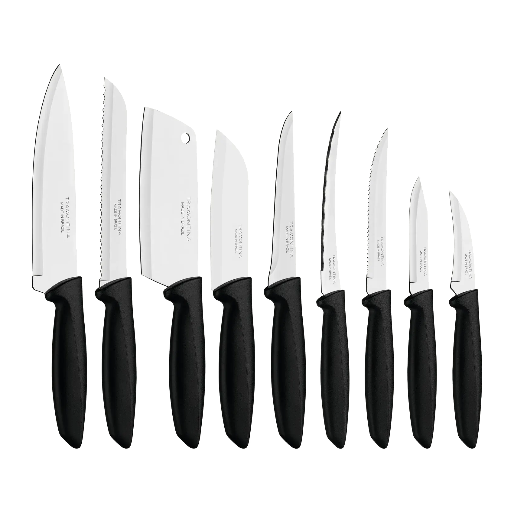 JUEGO DE CUCHILLOS 9 PZAS PLENUS MANGO NEGRO BLISTER