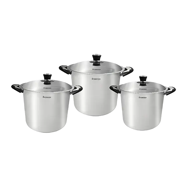 SET DE OLLAS EN ACERO INOXIDABLE GEORGINA X 6 PIEZAS CON TAPA